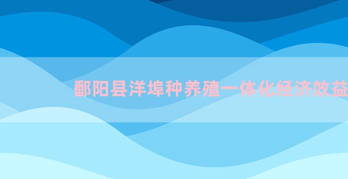 鄱阳县洋埠种养殖一体化经济效益